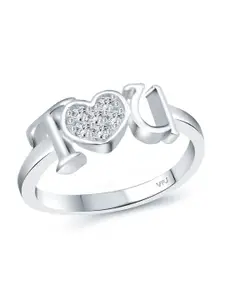 Vighnaharta Rhodium-Plated CZ-Studded Adjustable Ring