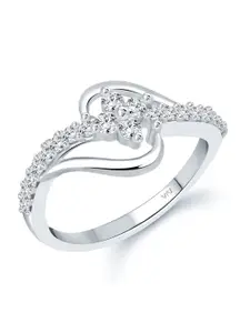 Vighnaharta Rhodium-Plated CZ-Studded Adjustable Ring