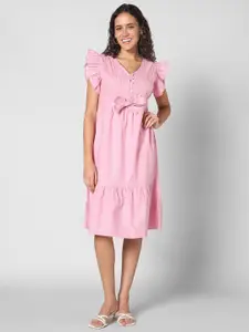 Pantaloons Polka Dots Printed Flutter Sleeve Pure Cotton A-Line Dress