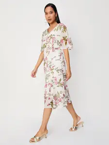 max Floral Printed Flared Sleeves Wrap Dress