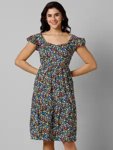 Pantaloons Floral Printed Flutter Sleeves A-Line Dress
