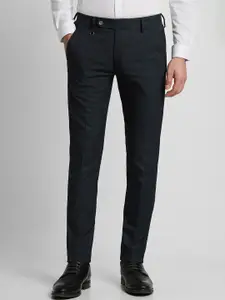 Peter England Men Textured Ultra Slim Fit Formal Trousers