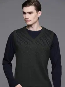 Raymond Men Self Design Sweater Vest