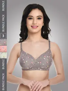 FUNAHME Floral Everyday Bra Non-Wired Full Coverage Lightly Padded