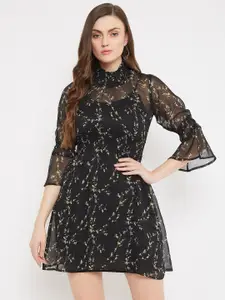 Nun Floral Printed Bell Sleeve Fit & Flare Dress