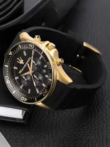 Maserati Men Black Dial & Black Wrap Around Straps Chronograph Analog Watch R8871640001