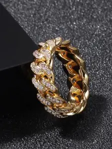 VIEN Gold Plated Stone Studed Finger Ring
