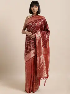DIVASTRI Woven Design Zari Detailed Silk Blend Saree