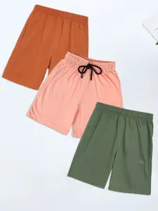 CHIMPRALA Girls Pack of 3 Mid-Rise Cotton Shorts