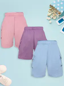 CHIMPRALA Boys Pack Of 3 Cotton Cargo Shorts
