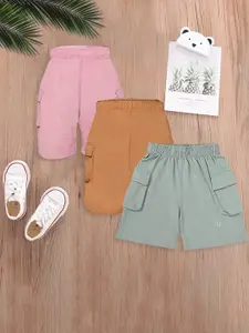 CHIMPRALA Boys Pack of 3 Mid-Rise Cotton Shorts