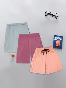 CHIMPRALA Boys Pack Of 3 Mid Rise Cotton Shorts