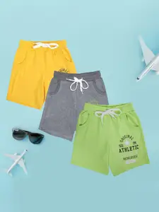 CHIMPRALA Boys Pack Of 3 Mid Rise Cotton Shorts