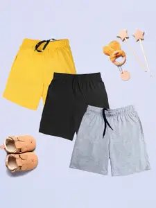 CHIMPRALA Boys Pack Of 3 Mid Rise Cotton Shorts