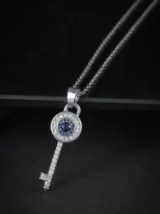 MEENAZ Silver-Plated AD-Studded Pendant With Chain