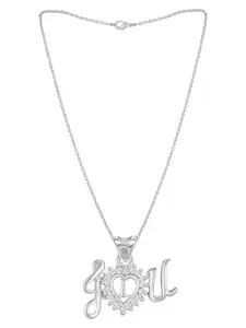 MEENAZ Silver-Plated AD-Studded Pendant With Chain