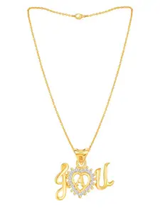 MEENAZ Gold-Plated Letter A Pendant With Chain