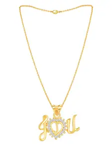 MEENAZ Gold-Plated AD-Studded Pendant With Chain