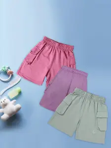 CHIMPRALA Pack Of 3 Boys Mid-Rise Cotton Outdoor Shorts