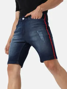 Campus Sutra Men Mid-Rise Cotton Denim Shorts