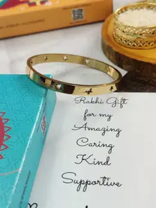 EL REGALO Star Textured Stainless Steel Bracelet Rakhi Gift Set