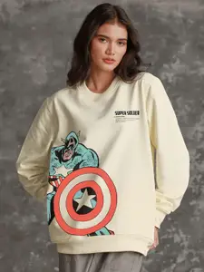 Bonkers Corner Superhero Captain America Graphic Printed Cotton Sweatshirt
