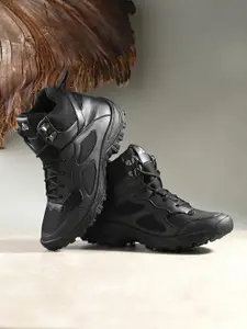 Leo's Fitness Shoes Men Textured Mid-Top Trekking Shoes