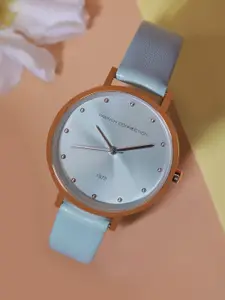 French Connection Women Embellished Dial & Leather Straps Analogue Watch FCN00080D