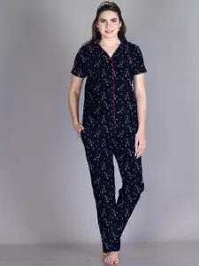LYRA Abstract Printed Pure Cotton Night Suit