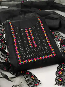 ZEEPKART Ethnic Motifs Embroidered Sequinned Organza Unstitched Dress Material