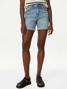 Marks & Spencer Women Washed High-Rise Denim Shorts