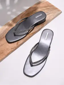 Anouk Grey Embellished Block Heels