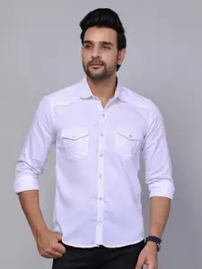 Riara Modern Spread Collar Long Sleeve Pocket Cotton Casual Shirt