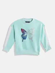 White Snow Girls Graphic Printed Sweatshirt with Embellished Detail