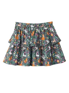 Beebay Girls Floral Printed Layered Flared Skirt