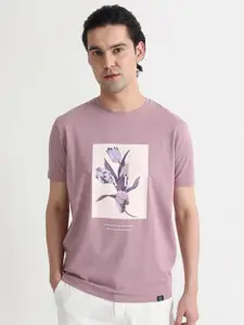 RARE RABBIT Men Funes Round Neck Graphic Printed Slim Fit Cotton T-Shirt
