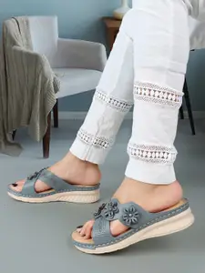 XE Looks Perforated Embellished Doctor Ortho Lightweight Open Toe Flats