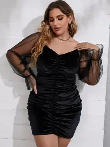 BAESD V-Neck Puff Sleeve Bodycon Mini Dress
