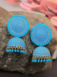 Crunchy Fashion Gold-Plated Beaded Classic Jhumkas