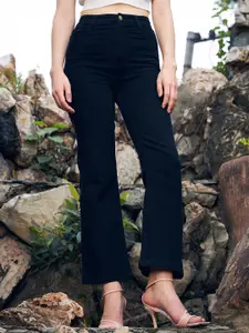 GUTI Women Flared High-Rise Clean Look Stretchable Cotton Jeans