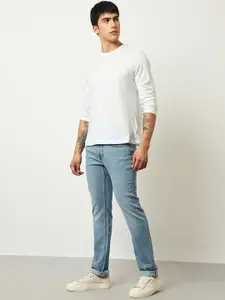 Lee Men Slim Fit Low Distress Light Fade Stretchable Cotton Regular Jeans
