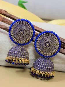 Crunchy Fashion Gold Plated Dome Shaped Jhumkas