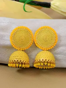Crunchy Fashion Gold Plated Dome Shaped Jhumkas
