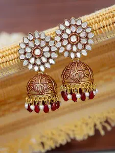 Crunchy Fashion Gold Plated Dome Shaped Jhumkas