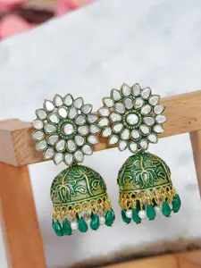 Crunchy Fashion Gold Plated Dome Shaped Jhumkas