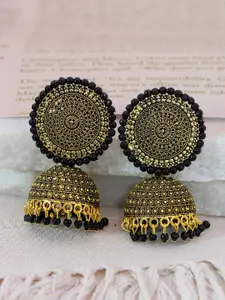 Crunchy Fashion Gold-Plated Dome Shaped Jhumkas