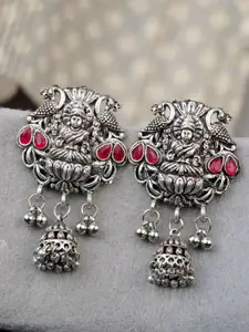 Crunchy Fashion Silver-Plated Geometric Antique Jhumkas