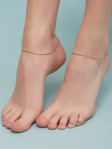 Zavya Set of 2 925 Sterling Silver Rose Gold-Plated Anklet