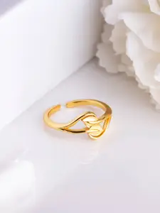 Zavya 925 Sterling Silver Gold-Plated Adjustable Finger Ring