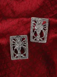 Crunchy Fashion Silver Plated Geometric Shaped Studs Earrings